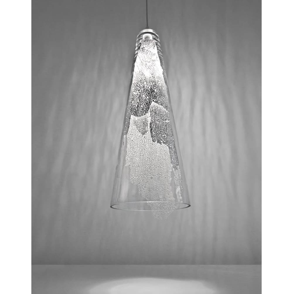 Terzani 0Q03SE8A9A White,Clear Glass Cone Pendant Light Image 1