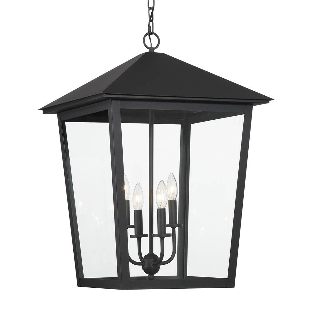 The Great Outdoors Noble Hill Noble Hill 4-light Sand Coal Outdoor Hanging With Clear Glass Shade