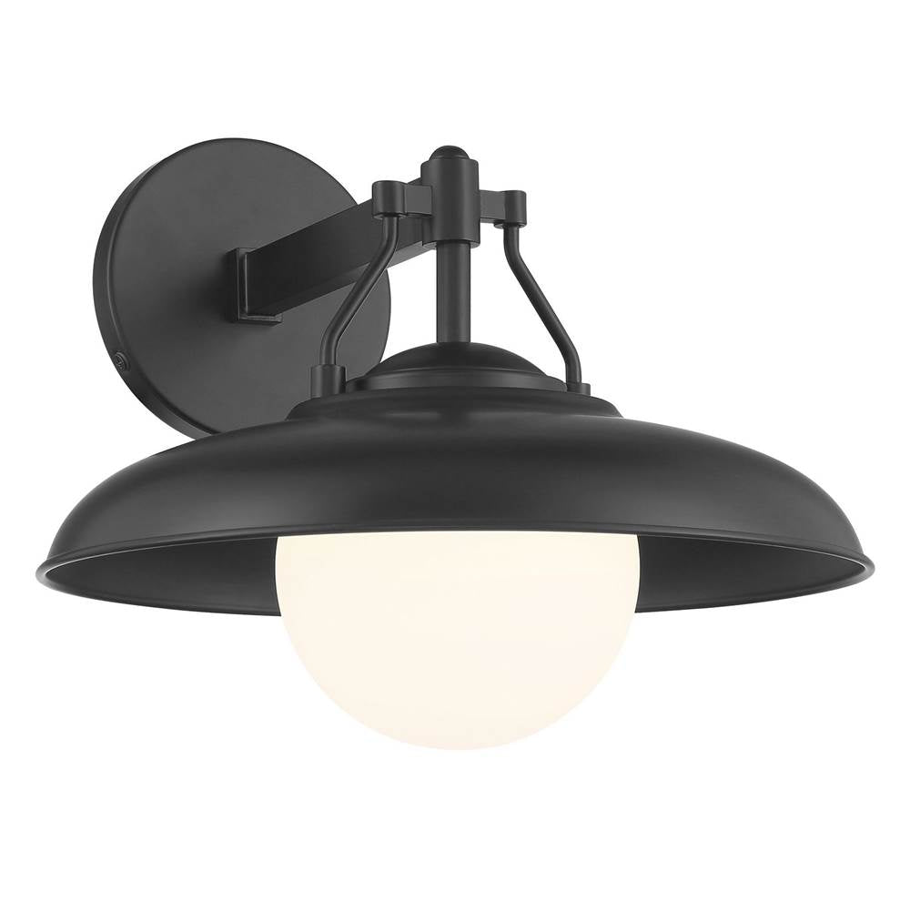 The Great Outdoors Cameo Shores Cameo Shores 1-light Coal Outdoor Wall Mount With Etched White Glass Shade