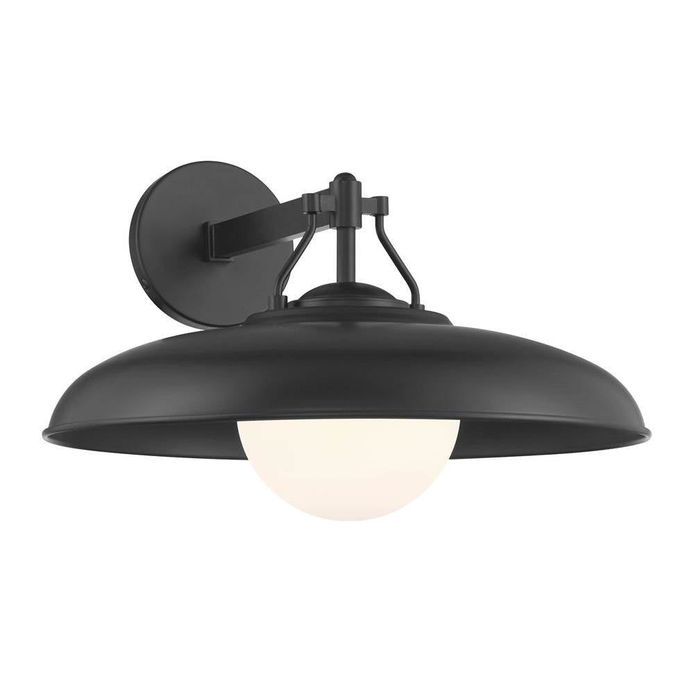 The Great Outdoors Cameo Shores Cameo Shores 1-light Coal Outdoor Wall Mount With Etched White Glass Shade