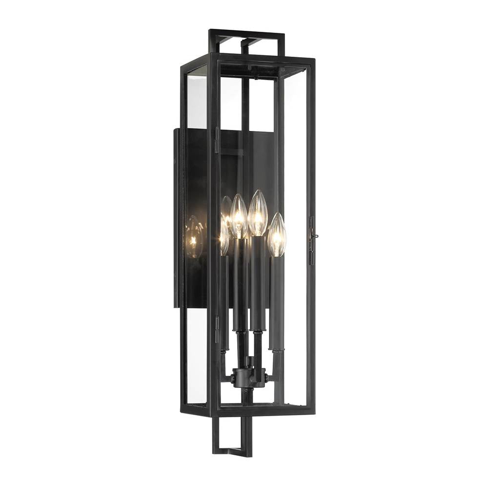 The Great Outdoors Knoll Road Knoll Road 4-light Coal Outdoor Wall Mount With Clear Glass Shade