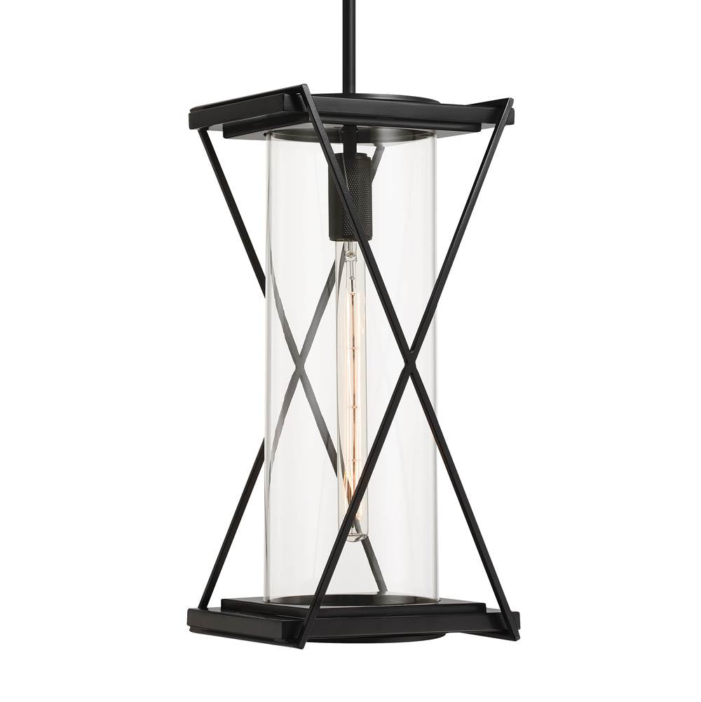The Great Outdoors 77604-899 Dark Matte Black 1 Light Outdoor Pendant Image 1