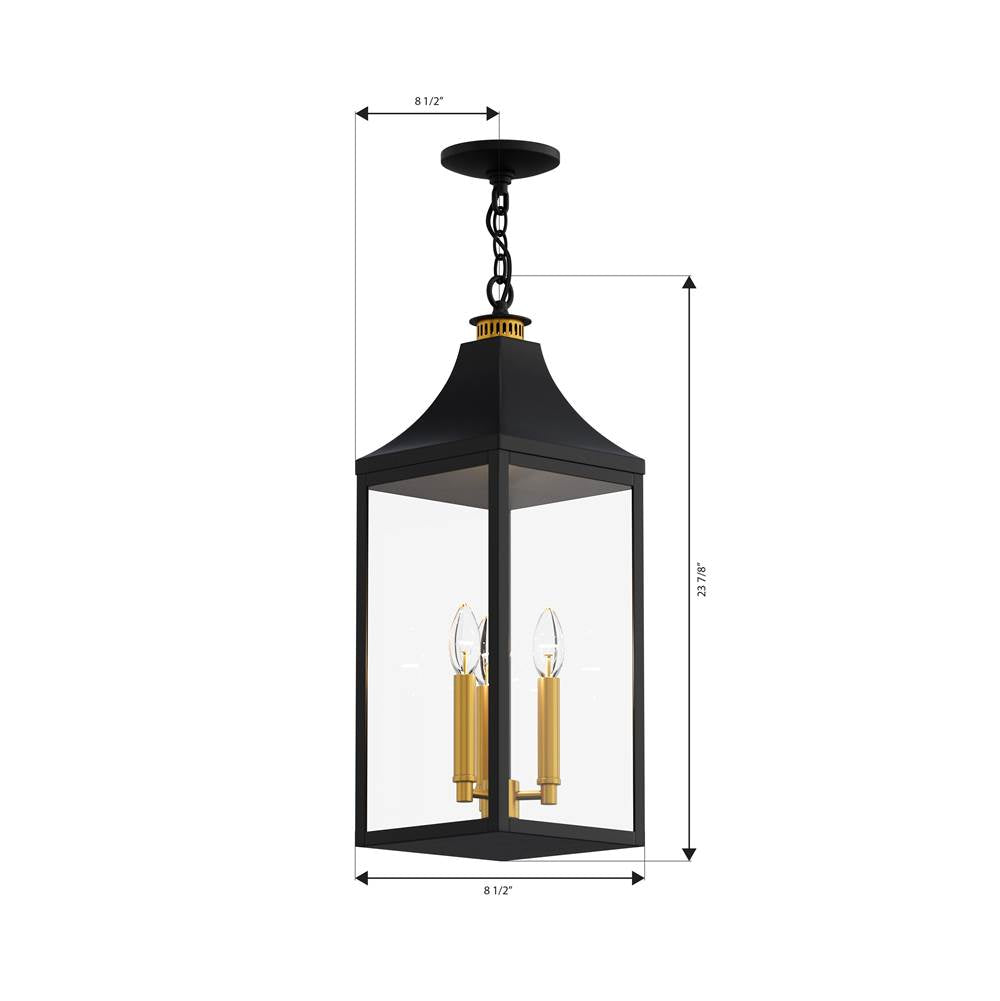 The Great Outdoors 78304-734 Dark Matte Black Hurstborne 8.5'' 3-light Outdoor Hanging Lantern Image 2