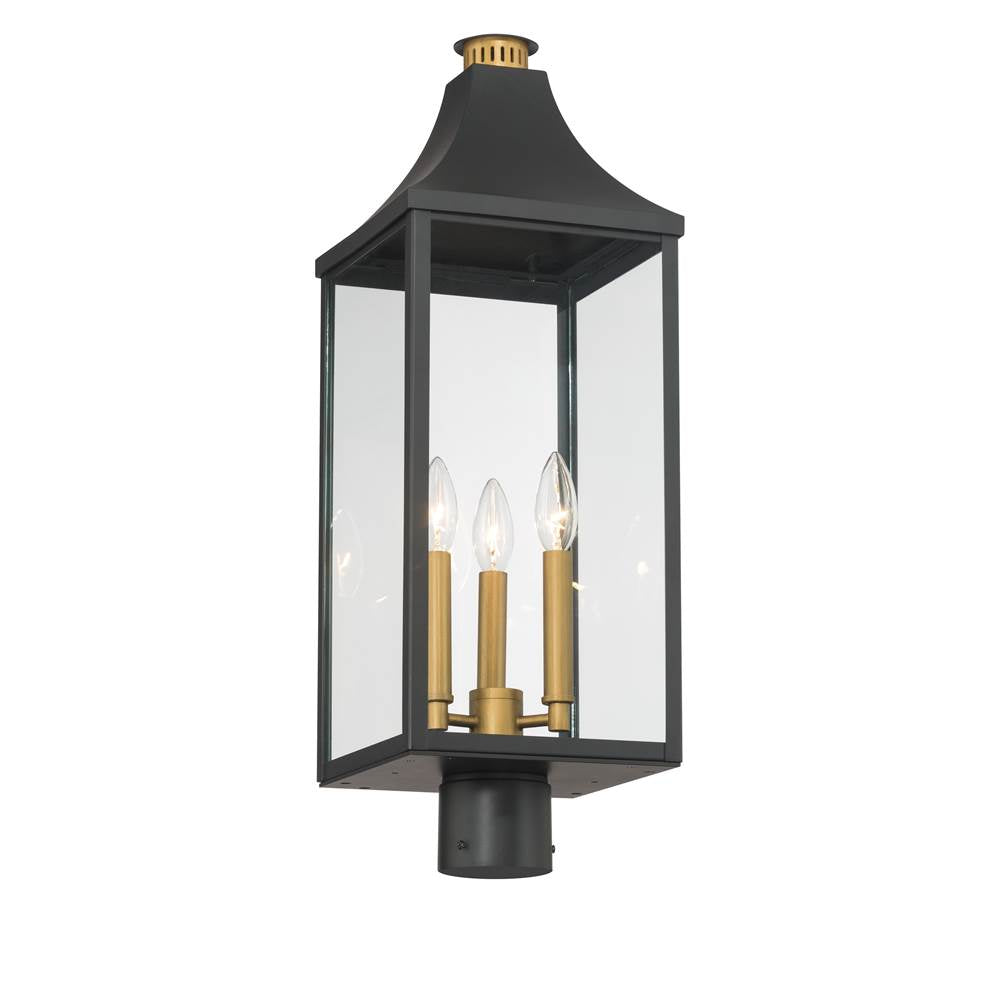 The Great Outdoors 78306-734 Dark Matte Black Hurstborne 25'' High 3-light Outdoor Post Lantern Image 5