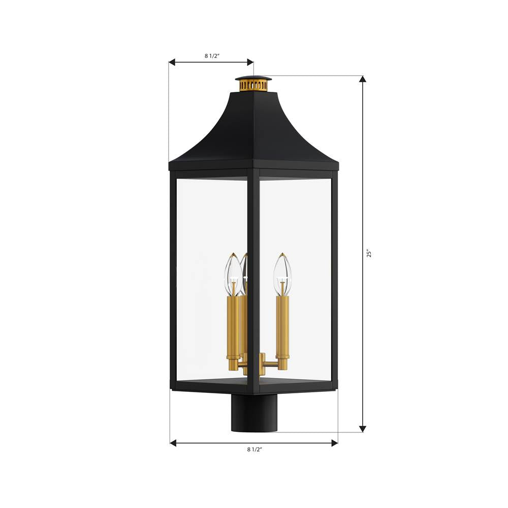 The Great Outdoors 78306-734 Dark Matte Black Hurstborne 25'' High 3-light Outdoor Post Lantern Image 2