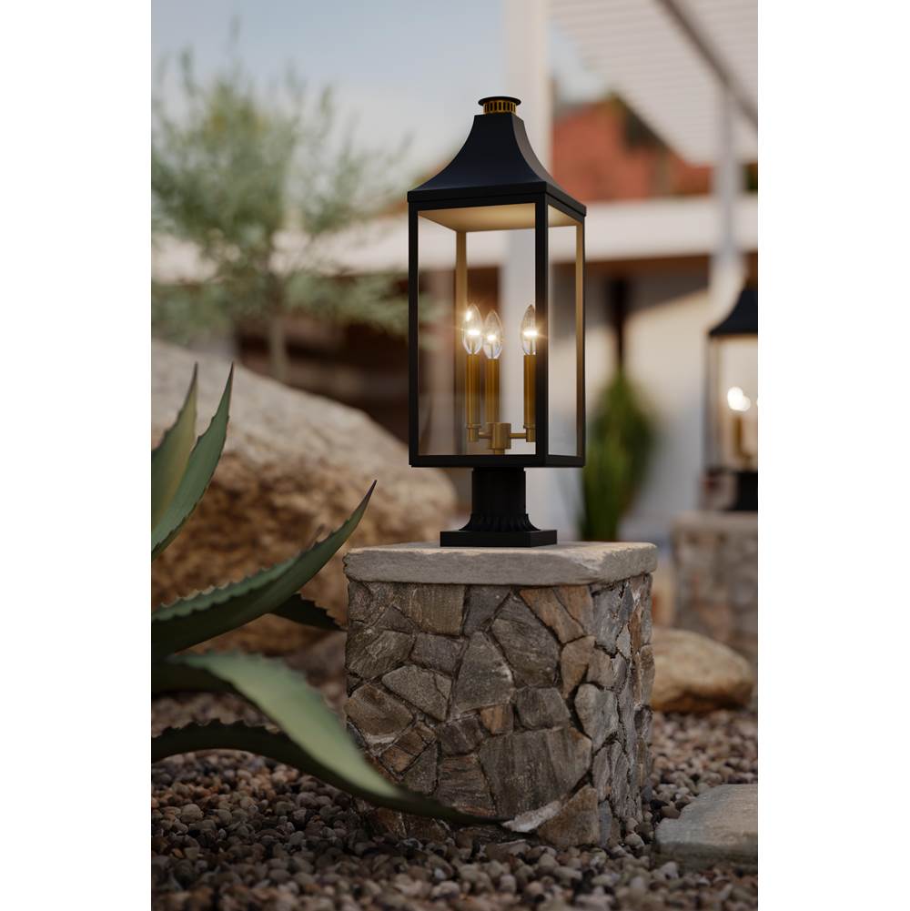 The Great Outdoors 78306-734 Dark Matte Black Hurstborne 25'' High 3-light Outdoor Post Lantern Image 3