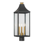 The Great Outdoors 78306-734 Dark Matte Black Hurstborne 25'' High 3-light Outdoor Post Lantern Image 1
