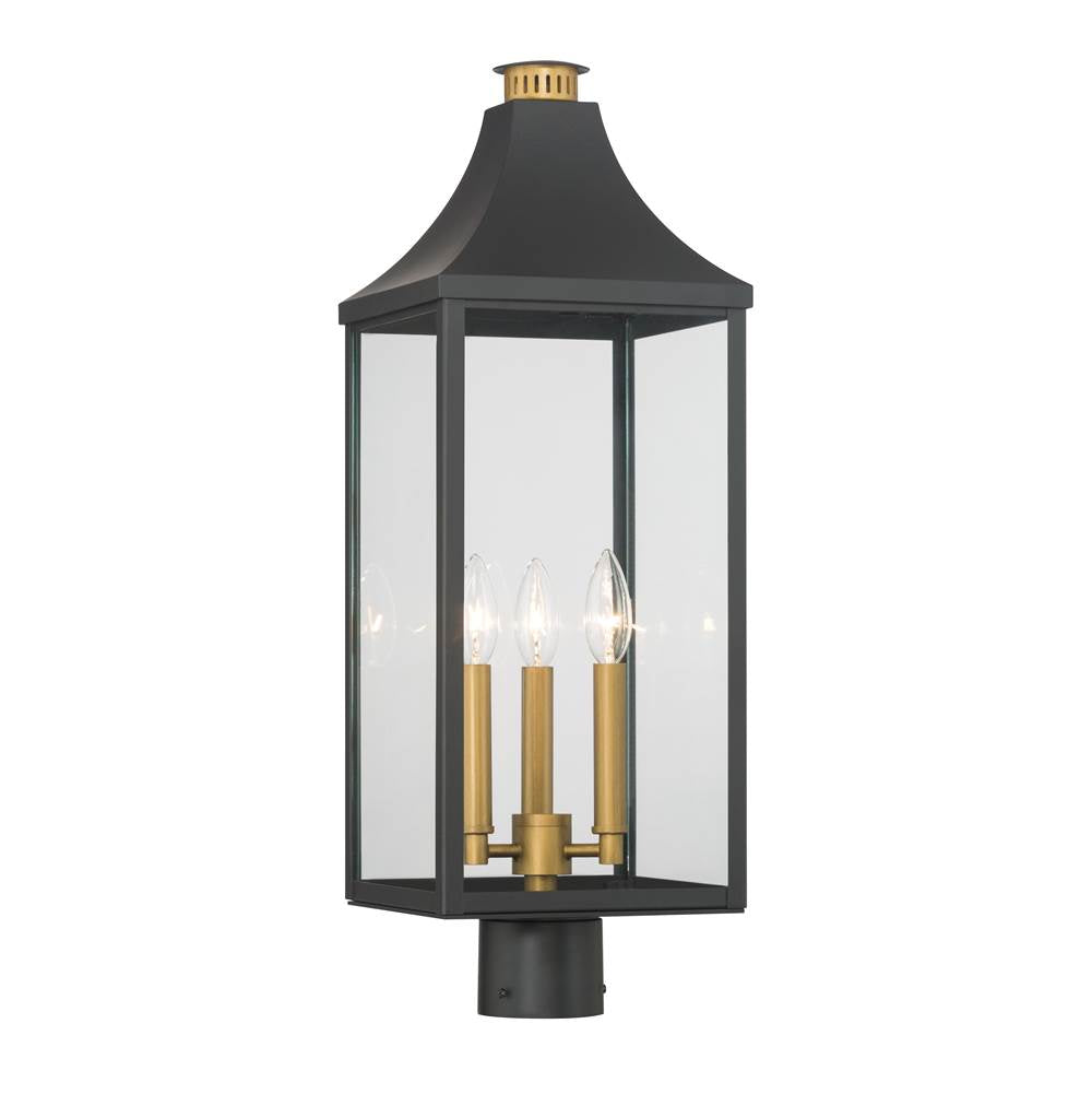 The Great Outdoors 78306-734 Dark Matte Black Hurstborne 25'' High 3-light Outdoor Post Lantern Image 1