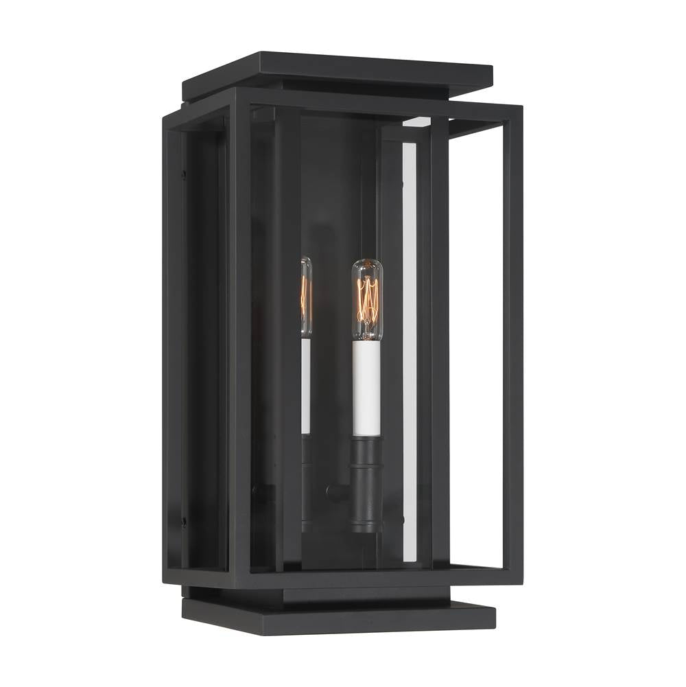 The Great Outdoors 78603-899 Dark Matte Black Stratford 17'' High 2-light Outdoor Wall Sconce Image 1