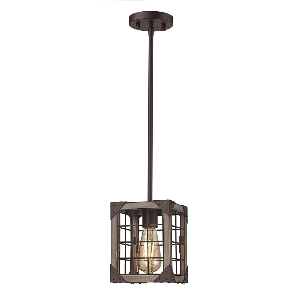 Trans Globe Lighting  1lt Pendant Rustic Grid Wood-r