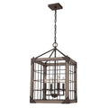 Trans Globe Lighting  4lt Pendant Rustic Grid Wood-r