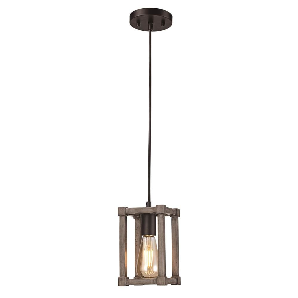 Trans Globe Lighting  1lt Pendant Wood Sq Cage-pc