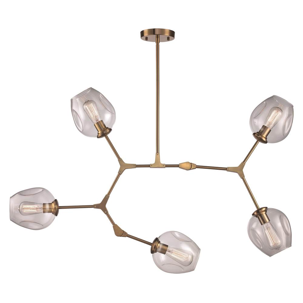 Trans Globe Lighting  5lt Pendant Web Cl Gls-ag