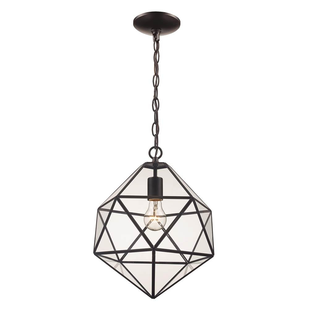 Trans Globe Lighting  1lt Pendant Clr Diamond Iron L