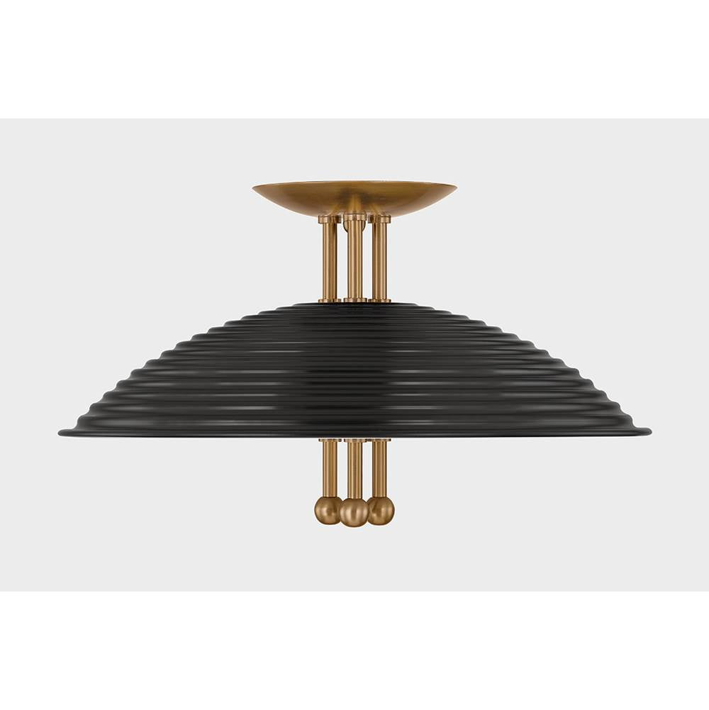 Troy Lighting C4416-PBR/SBK Patina Brass,Soft Black Larkin Semi Flush Image 1