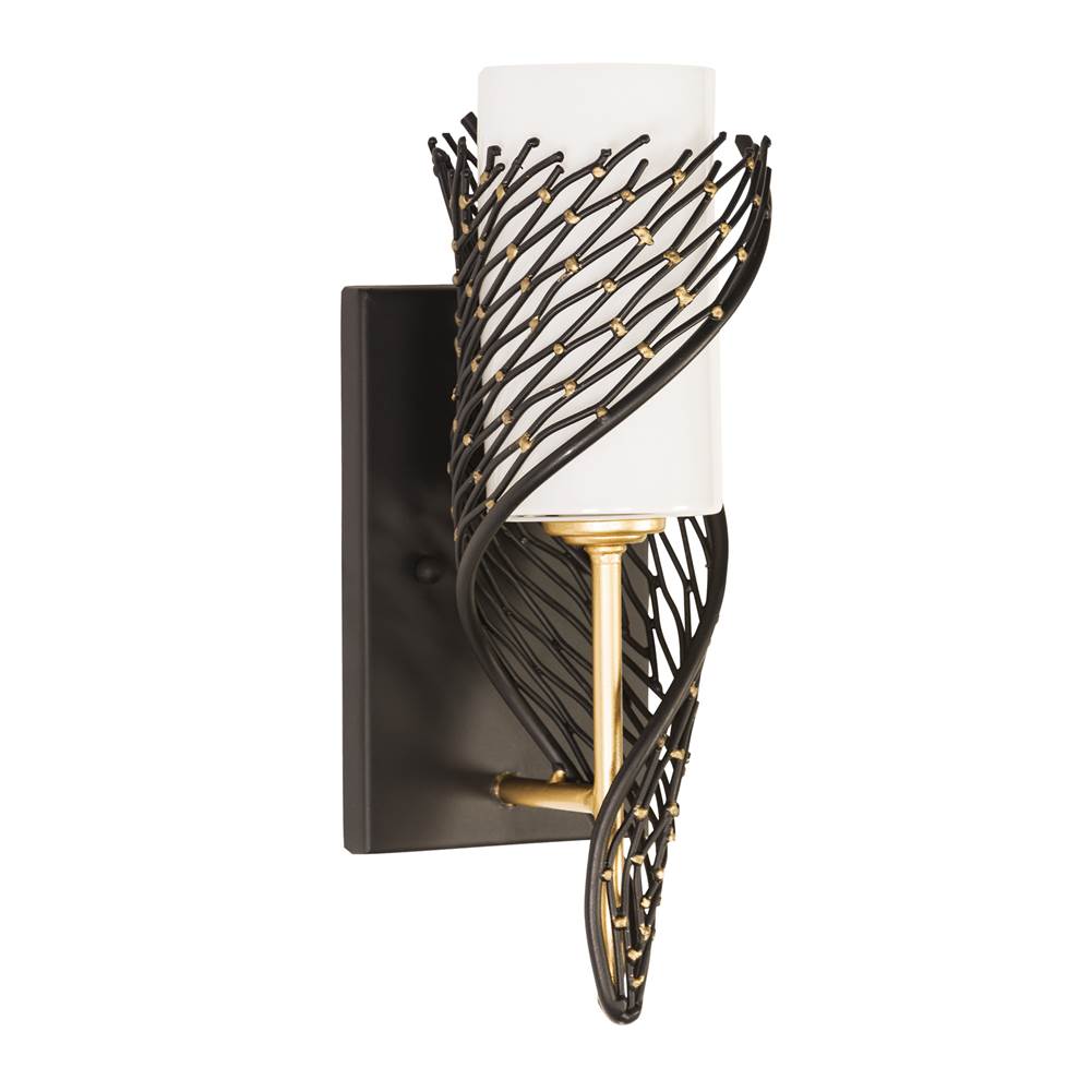 Varaluz 240K01MBFG Matte Black, French Gold Flow 1-lt Left Sconce - Matte Black/french Gold Image 1
