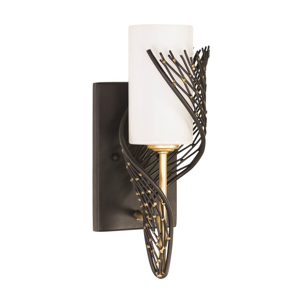 Varaluz 240K01RMBFG Matte Black, French Gold Flow 1-lt Right Sconce - Matte Black/french Gold Image 1