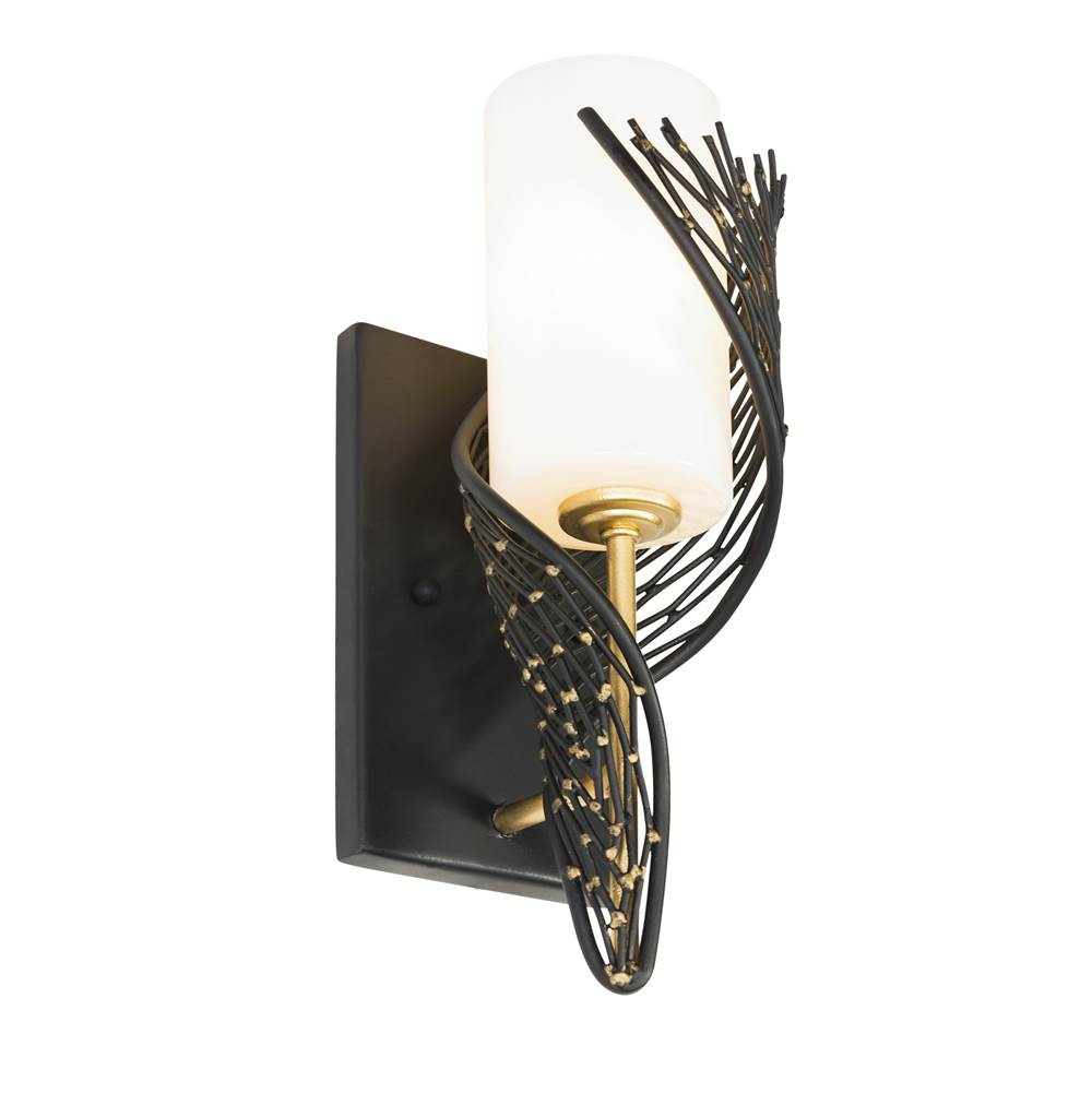 Varaluz 240K01RMBFG Matte Black, French Gold Flow 1-lt Right Sconce - Matte Black/french Gold Image 2