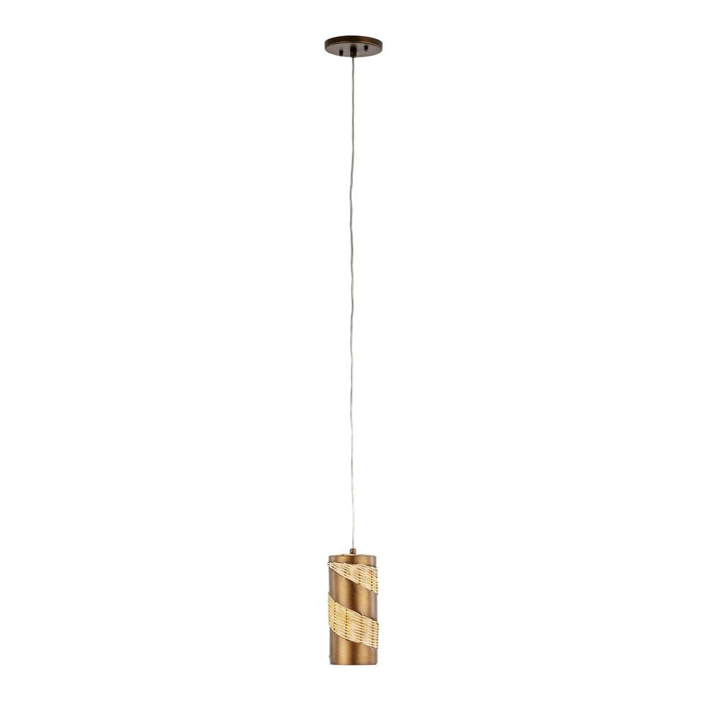 Varaluz 240M01BTR Baguette,Natural Rattan Flow 1-lt Cylinder Mini Pendant - Baguette/natural Rattan Image 4