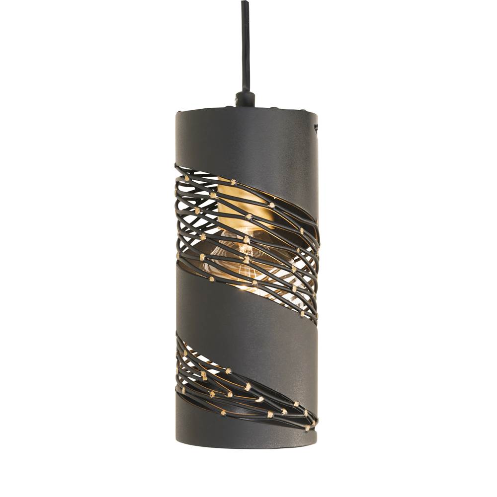 Varaluz 240M01MBFG Matte Black, French Gold Flow 1-lt Cylinder Mini Pendant - Matte Black/french Gold Image 1