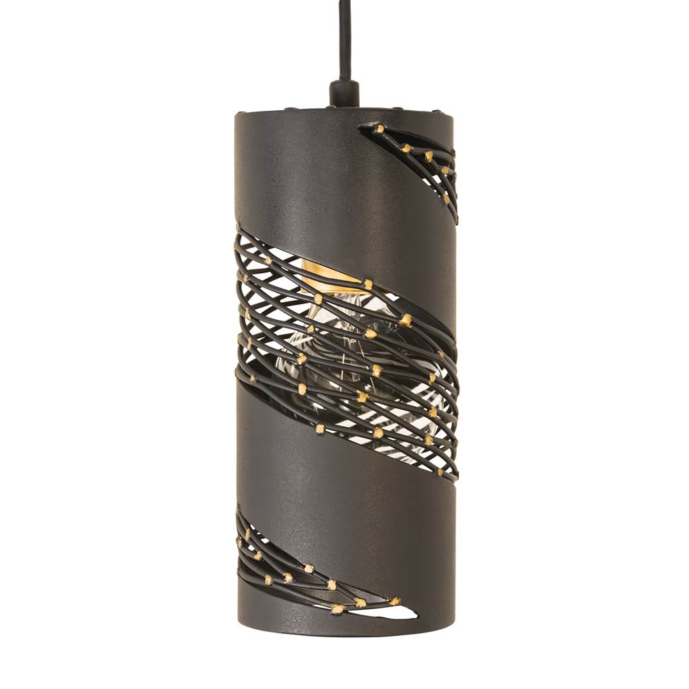 Varaluz 240M01MBFG Matte Black, French Gold Flow 1-lt Cylinder Mini Pendant - Matte Black/french Gold Image 2