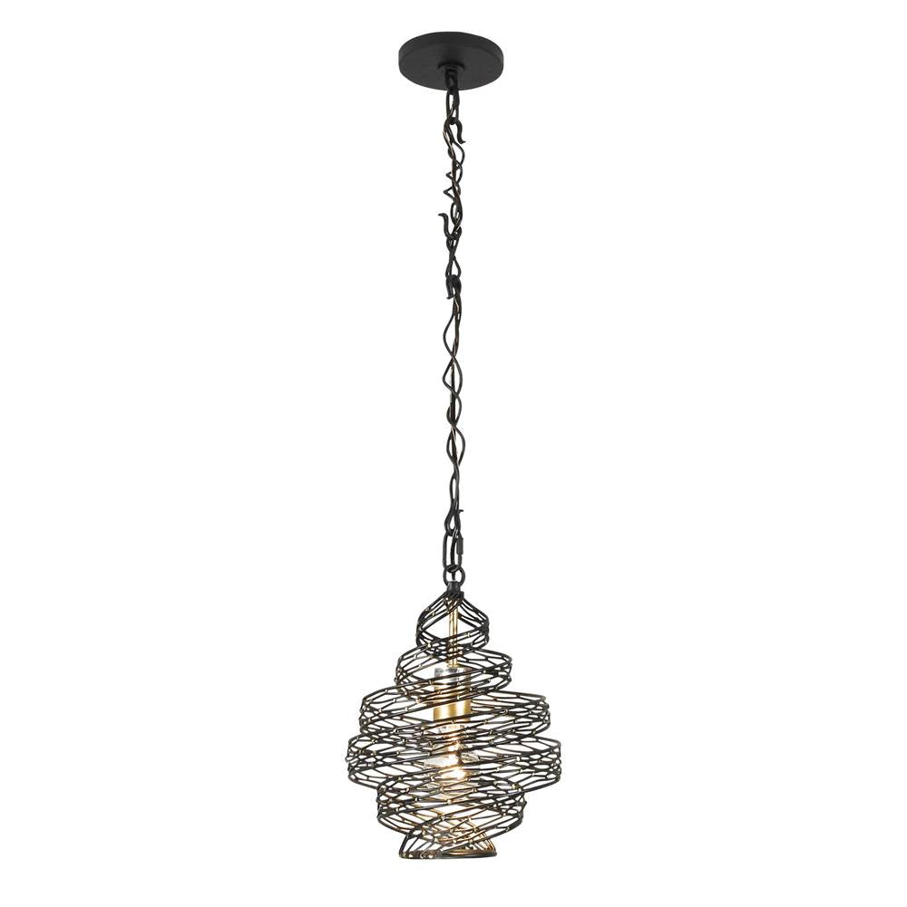Varaluz 240P01MBFG Matte Black, French Gold Flow 1-lt Twist Mini Pendant - Matte Black/french Gold Image 2