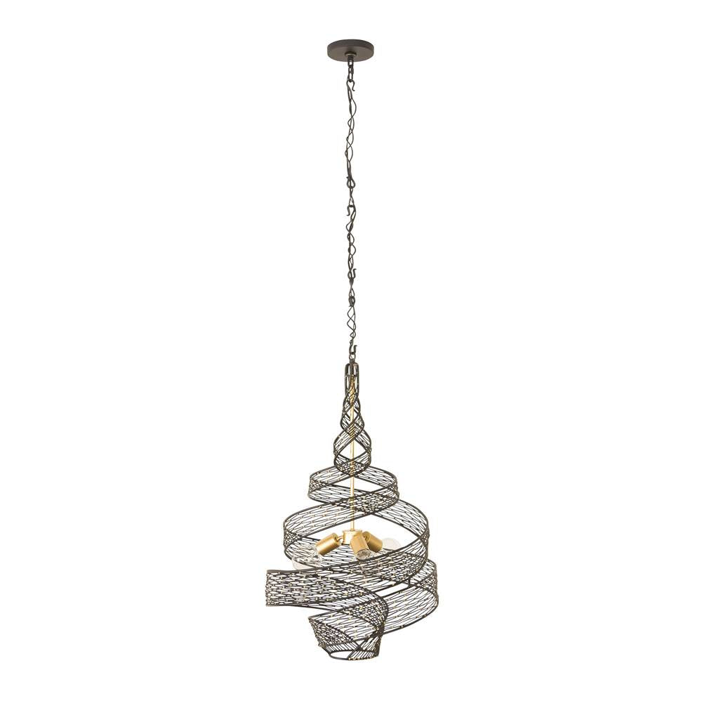 Varaluz 240P03MBFG Matte Black, French Gold Flow 3-lt Twist Pendant - Matte Black/french Gold Image 2