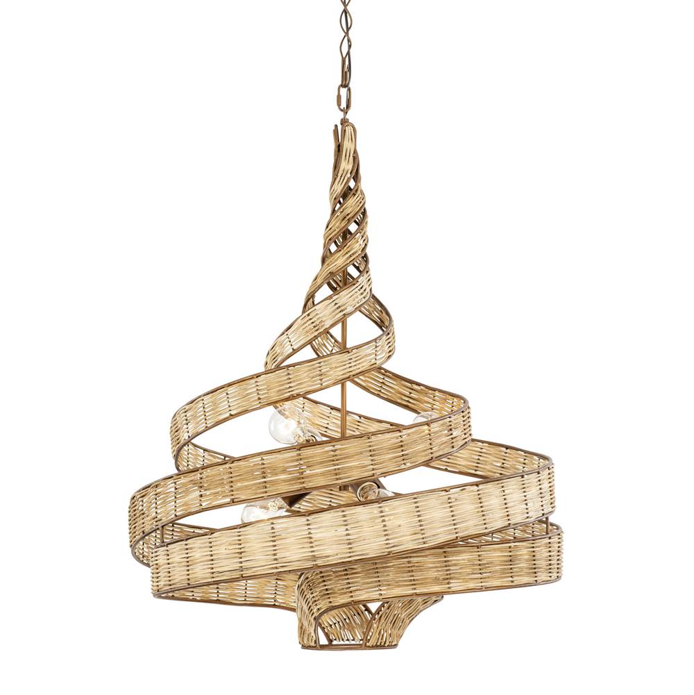 Varaluz 240P06BTR Baguette,Natural Rattan Flow 6-lt Twist Pendant - Baguette/natural Rattan Image 1