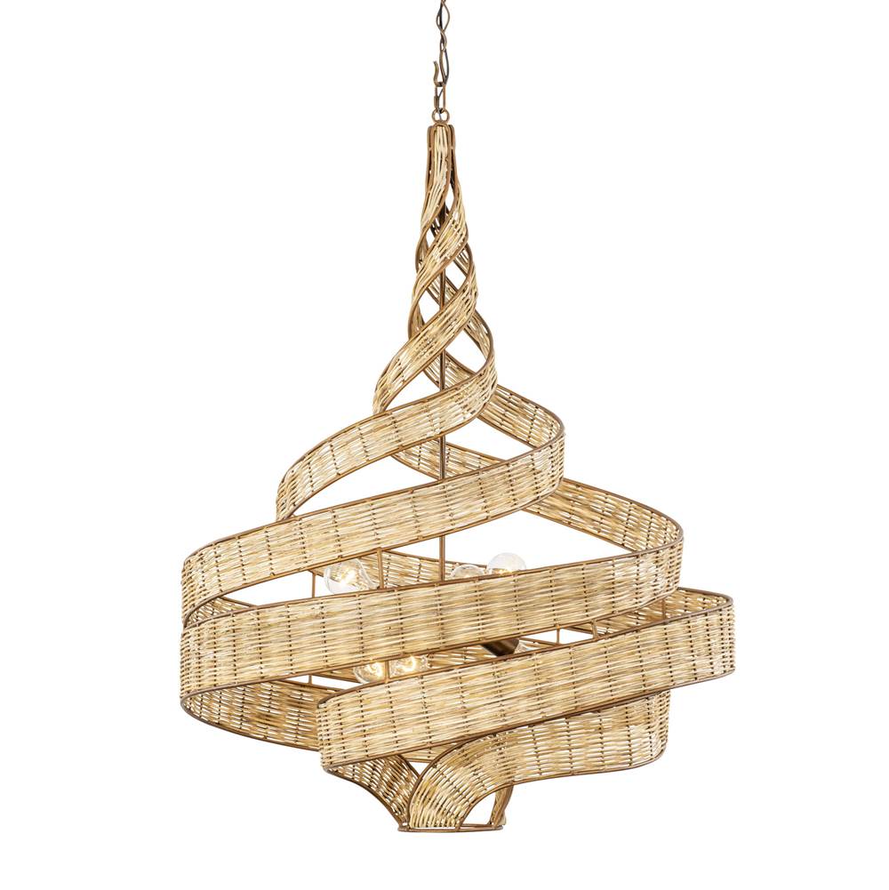 Varaluz 240P06LBTR Baguette,Natural Rattan Flow 6-lt Large Twist Pendant - Baguette/natural Rattan Image 1