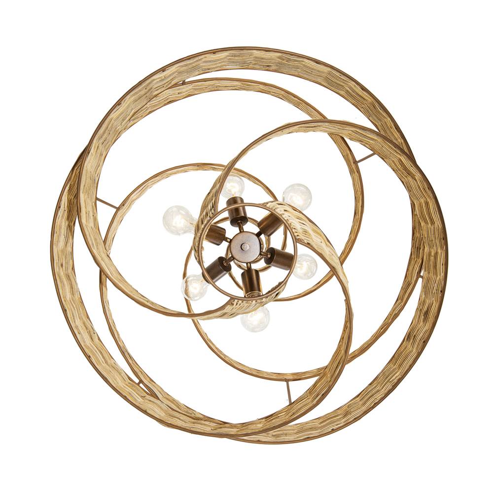 Varaluz 240P06LBTR Baguette,Natural Rattan Flow 6-lt Large Twist Pendant - Baguette/natural Rattan Image 6