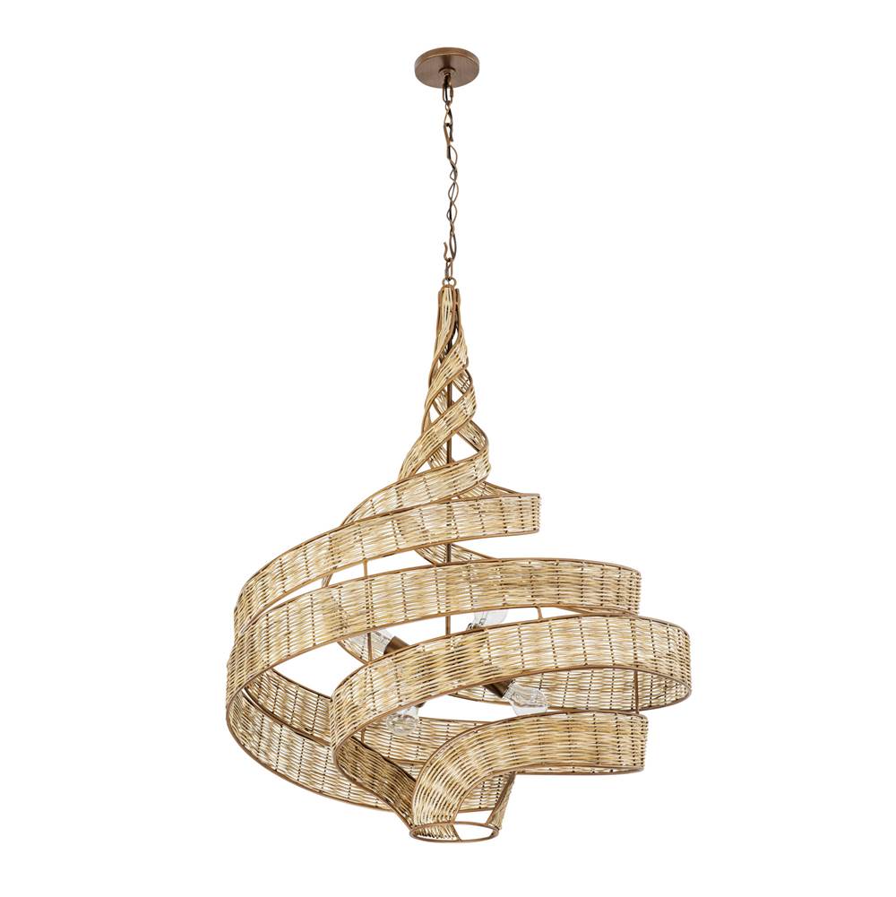 Varaluz 240P06LBTR Baguette,Natural Rattan Flow 6-lt Large Twist Pendant - Baguette/natural Rattan Image 5