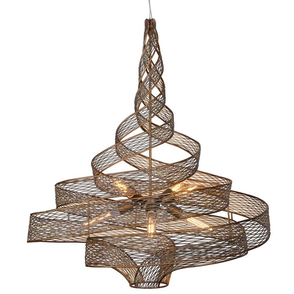 Varaluz 240P06LHO Hammered Ore Flow 6-lt Large Twist Pendant - Hammered Ore Image 1
