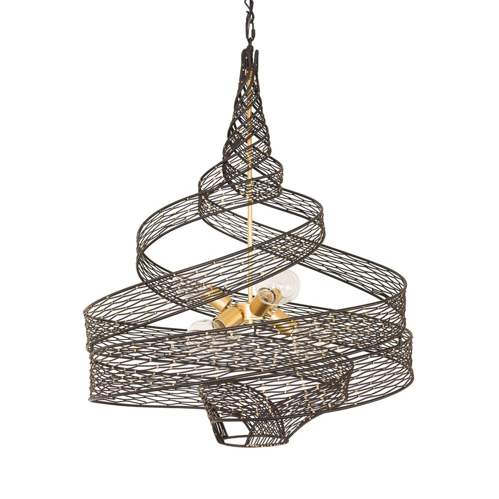 Varaluz 240P06LMBFG Matte Black, French Gold Flow 6-lt Large Twist Pendant - Matte Black/french Gold Image 1