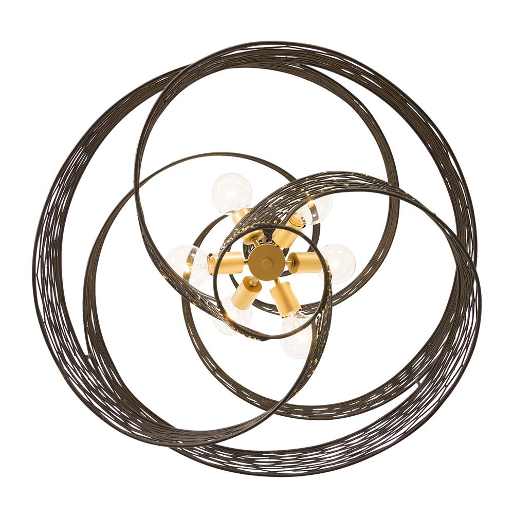 Varaluz 240P06LMBFG Matte Black, French Gold Flow 6-lt Large Twist Pendant - Matte Black/french Gold Image 2