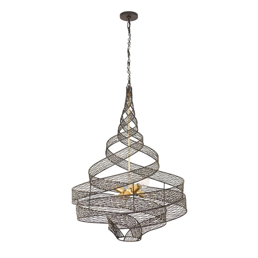 Varaluz 240P06MBFG Matte Black, French Gold Flow 6-lt Twist Pendant - Matte Black/french Gold Image 2
