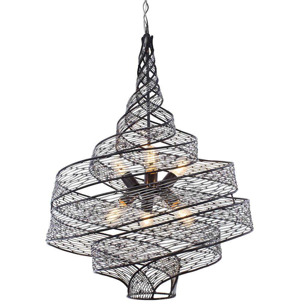 Varaluz 240P06SL Steel Flow 6-lt Twist Pendant - Steel Image 1