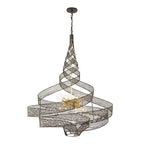 Varaluz 240P08MBFG Matte Black, French Gold Flow 8-lt Twist Pendant - Matte Black/french Gold Image 1