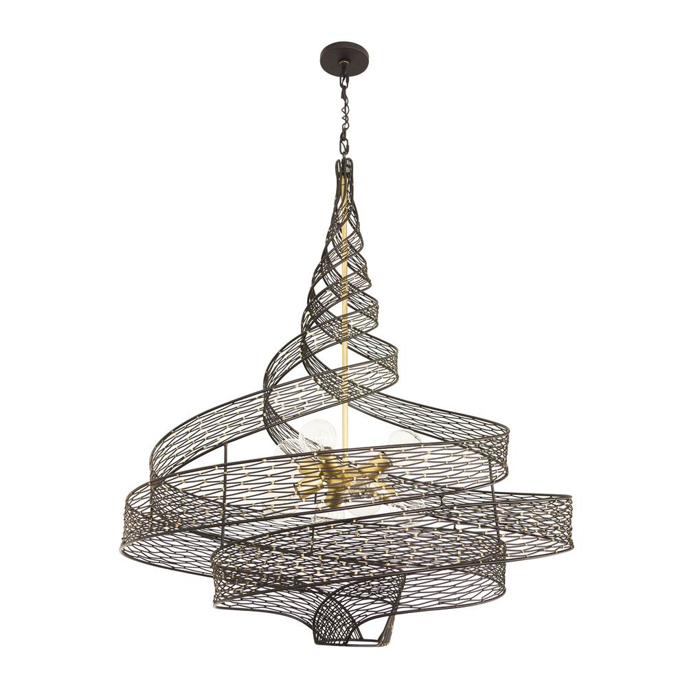 Varaluz 240P08MBFG Matte Black, French Gold Flow 8-lt Twist Pendant - Matte Black/french Gold Image 3