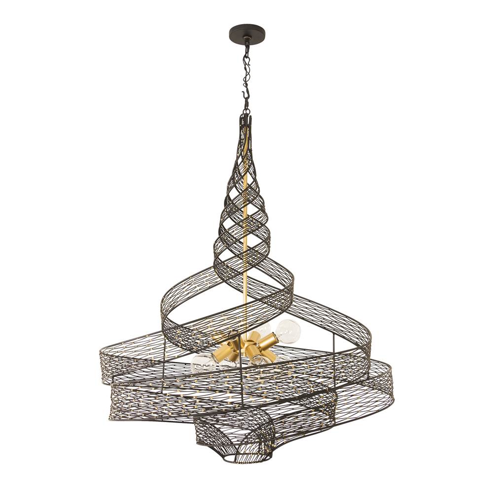 Varaluz 240P08MBFG Matte Black, French Gold Flow 8-lt Twist Pendant - Matte Black/french Gold Image 2