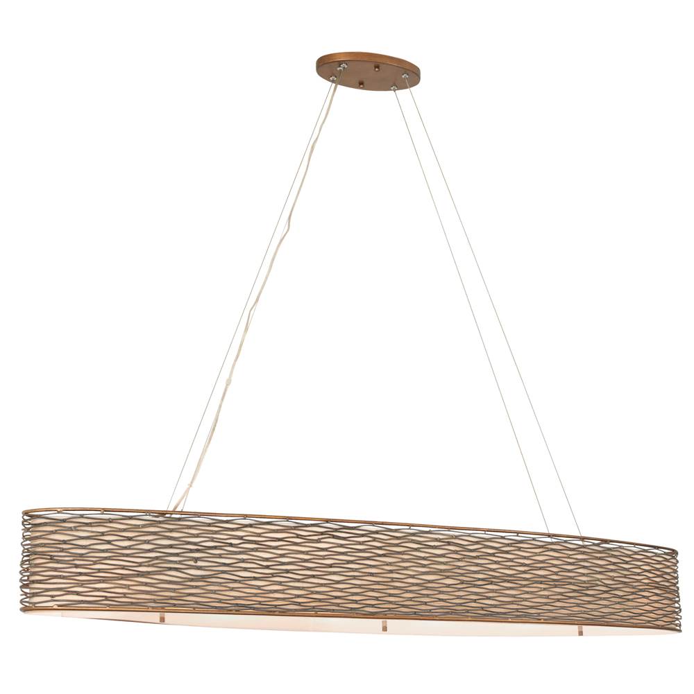 Varaluz 247N06HO Hammered Ore Flow 6-lt Oval Linear Pendant W/fabric Shade - Hammered Ore Image 1