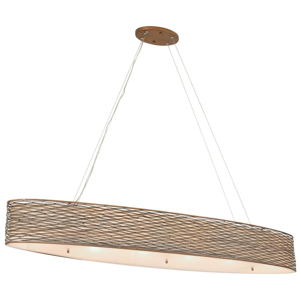 Varaluz Flow 6-lt Oval Linear Pendant W/fabric Shade - Hammered Ore