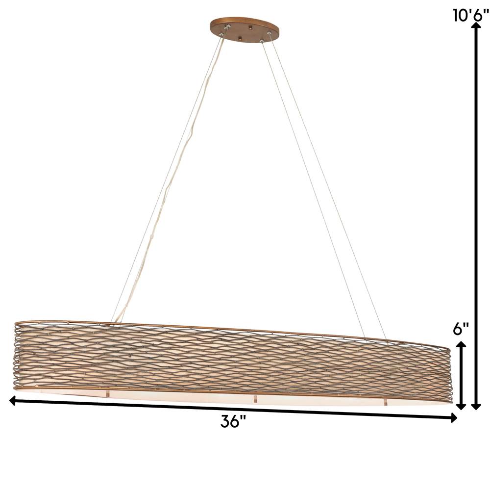 Varaluz 247N06HO Hammered Ore Flow 6-lt Oval Linear Pendant W/fabric Shade - Hammered Ore Image 3