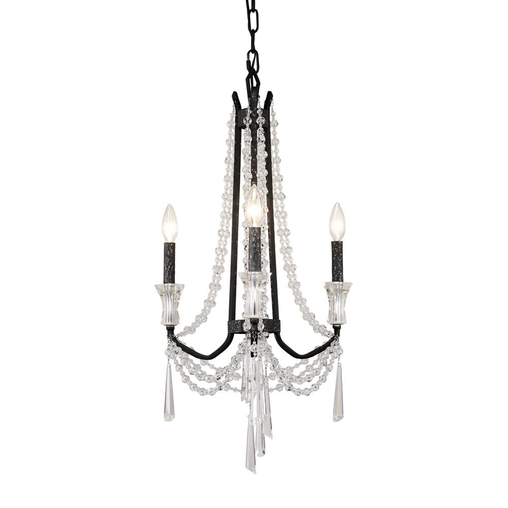 Varaluz 270C03OX Onyx Barcelona 3-lt Crystal Chandelier - Onyx Image 1
