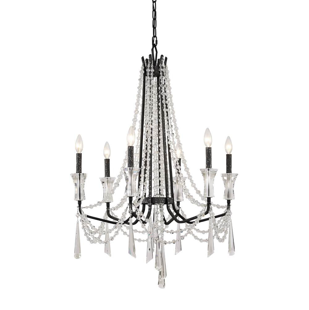 Varaluz 270C06OX Onyx Barcelona 6-lt Crystal Chandelier - Onyx Image 1