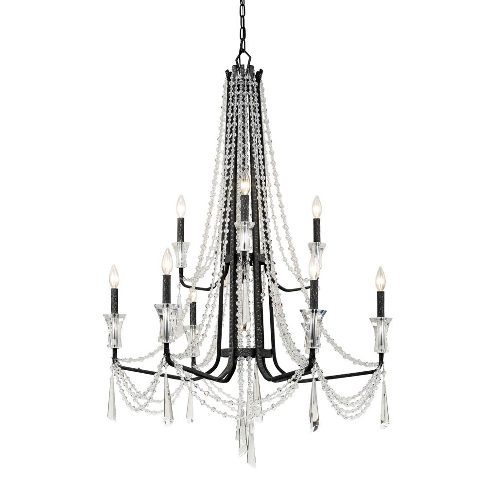 Varaluz 270C09OX Onyx Barcelona 9-lt 2-tier Crystal Chandelier - Onyx Image 1