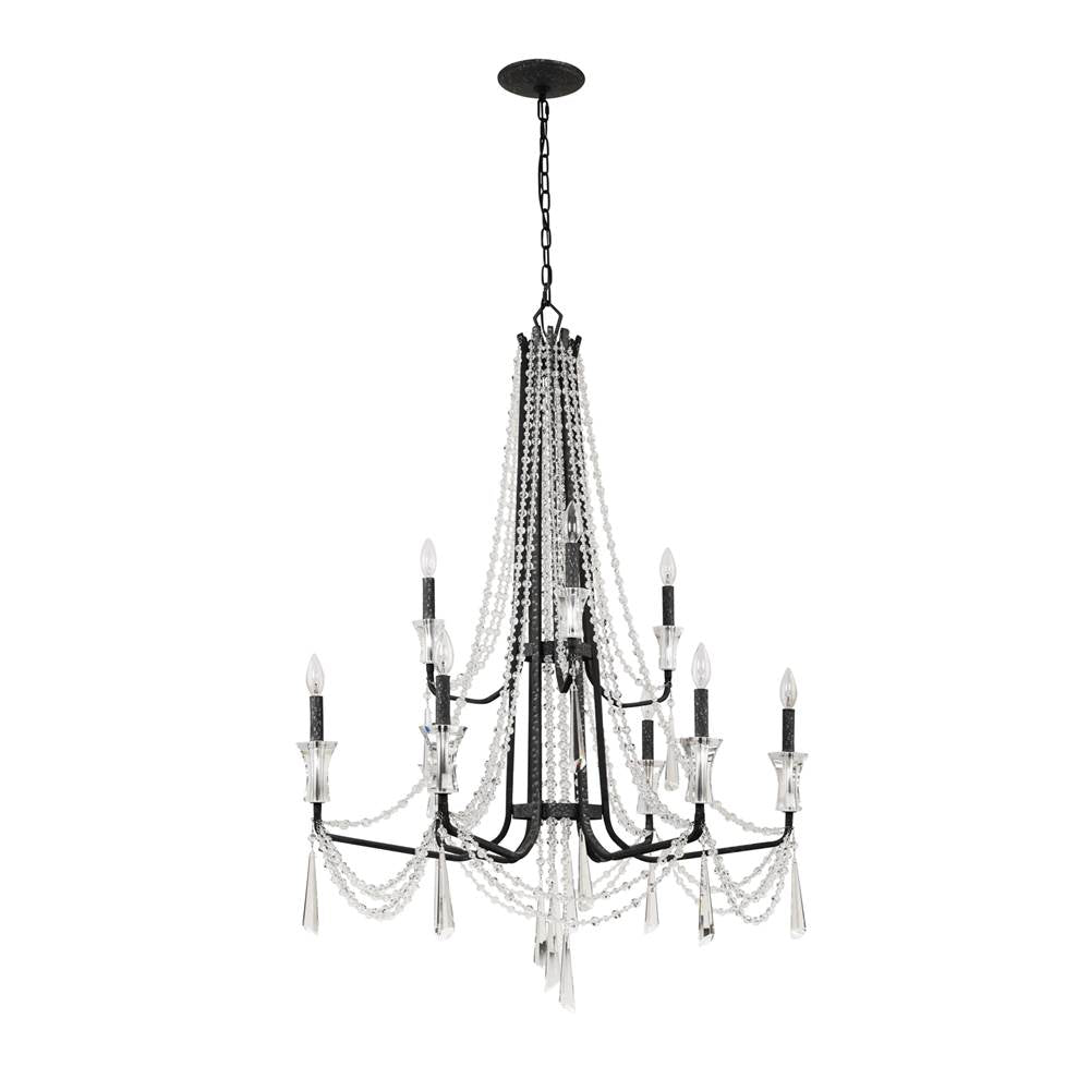 Varaluz 270C09OX Onyx Barcelona 9-lt 2-tier Crystal Chandelier - Onyx Image 2