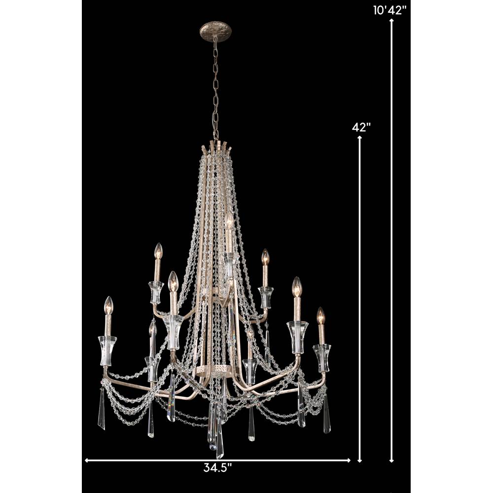 Varaluz 270C09TR Transcend Silver Barcelona 9-lt 2-tier Crystal Chandelier - Transcend Silver Image 3