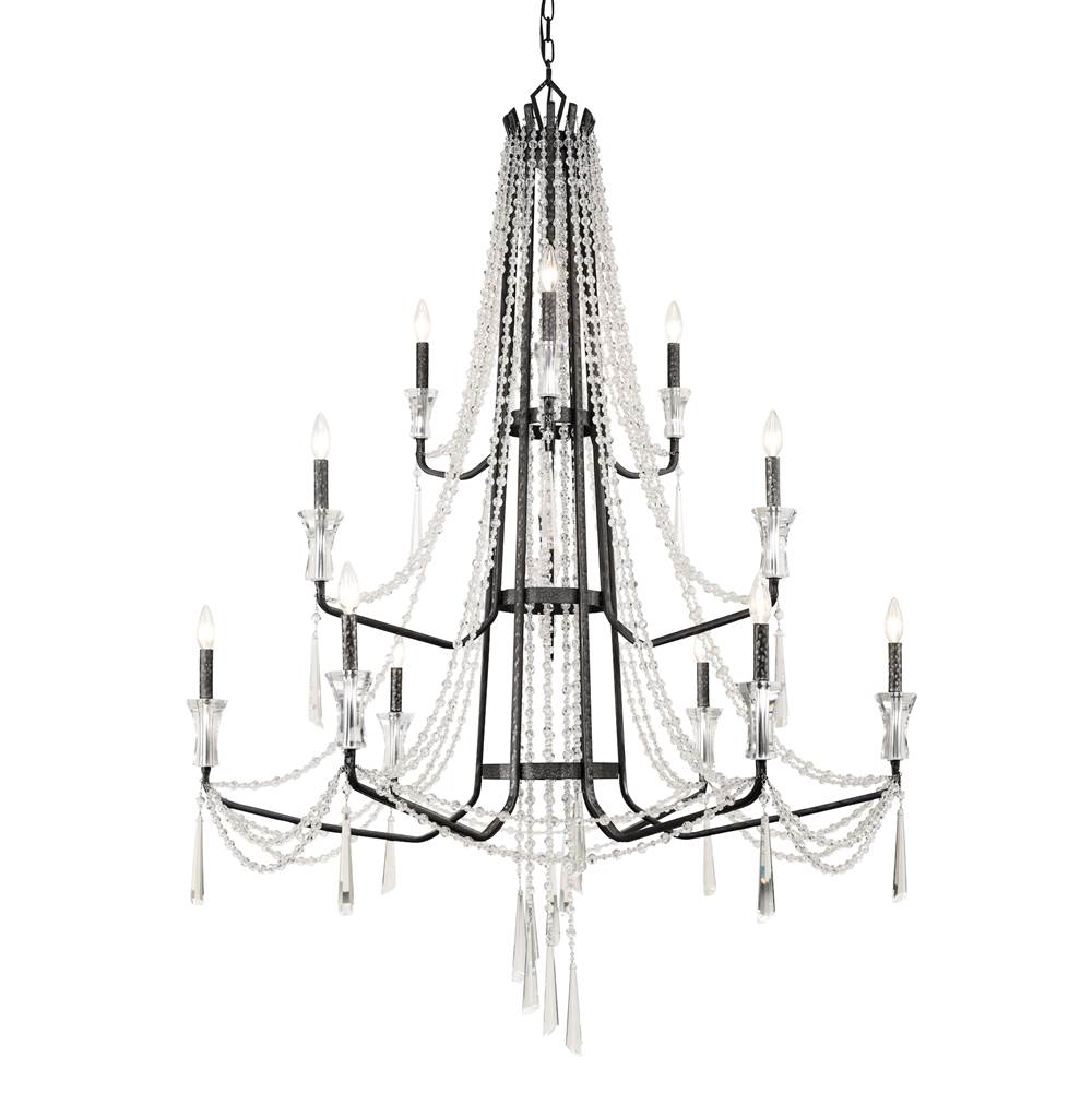 Varaluz 270C12OX Onyx Barcelona 12-lt 3-tier Crystal Chandelier - Onyx Image 1