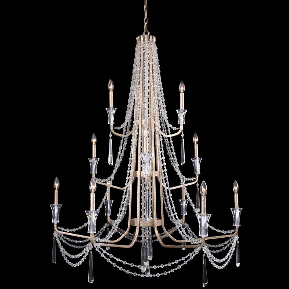 Varaluz 270C12TR Transcend Silver Barcelona 12-lt 3-tier Crystal Chandelier - Transcend Silver Image 1