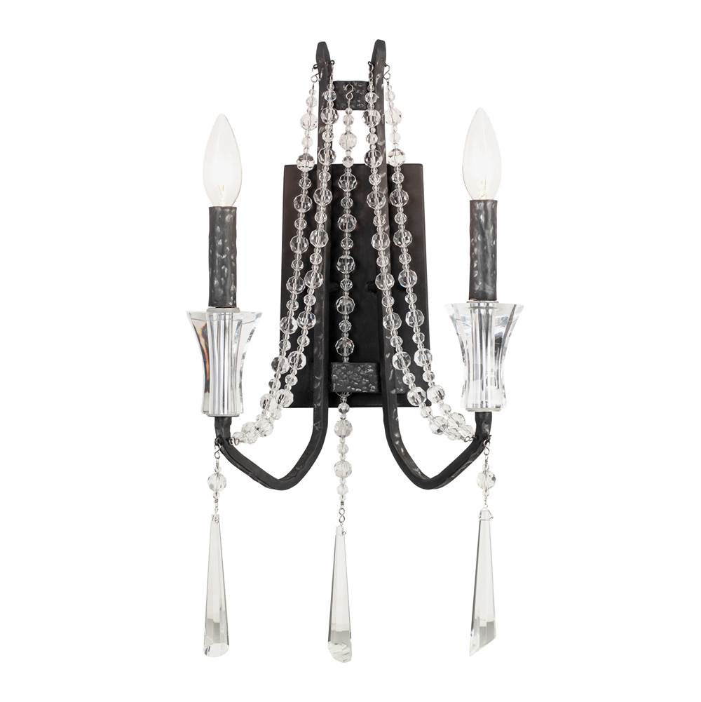 Varaluz Barcelona 2-lt Crystal Wall Sconce - Onyx